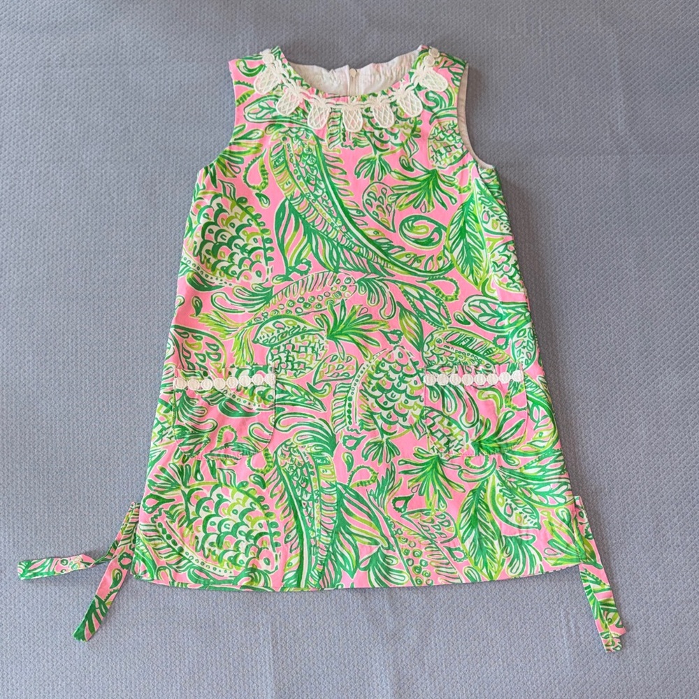 Lilly Pulitzer Pink Green Printed Sleeveless Shift Dress